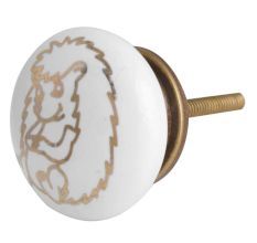 Golden Hedgehog Pattern Ceramic Dresser Knobs